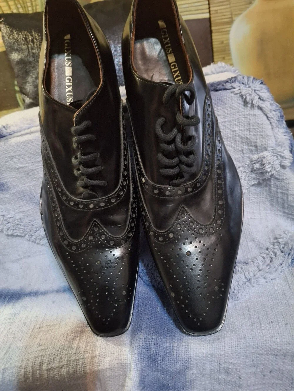 Gxus Black Wingtip Oxford Dress Shoes